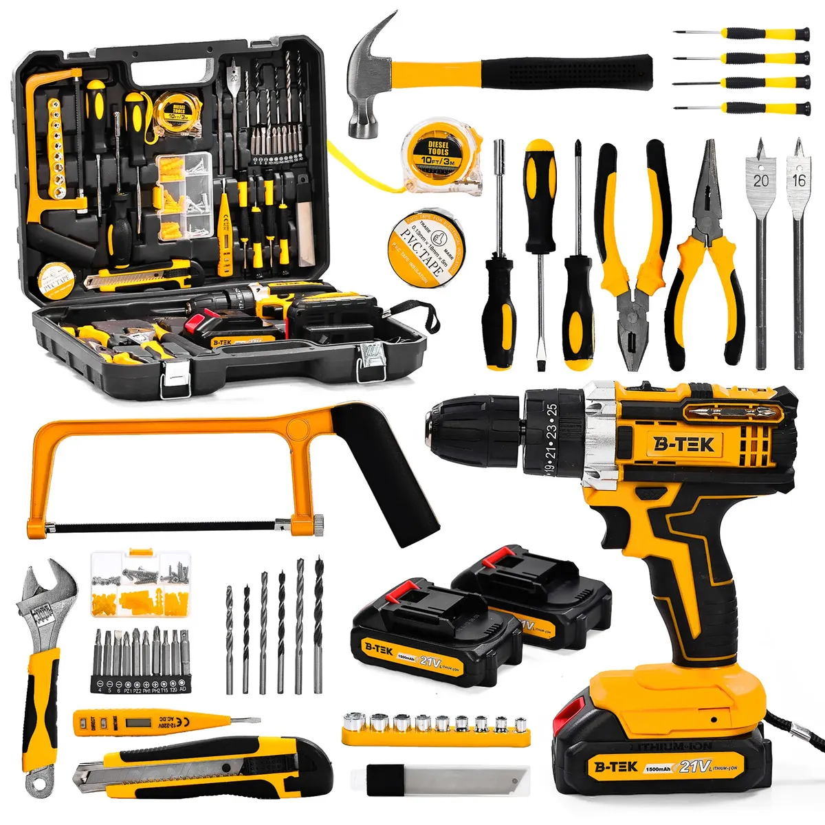 Kit Ferramentas e Furadeira de Impacto B-Tek com 120 Peças